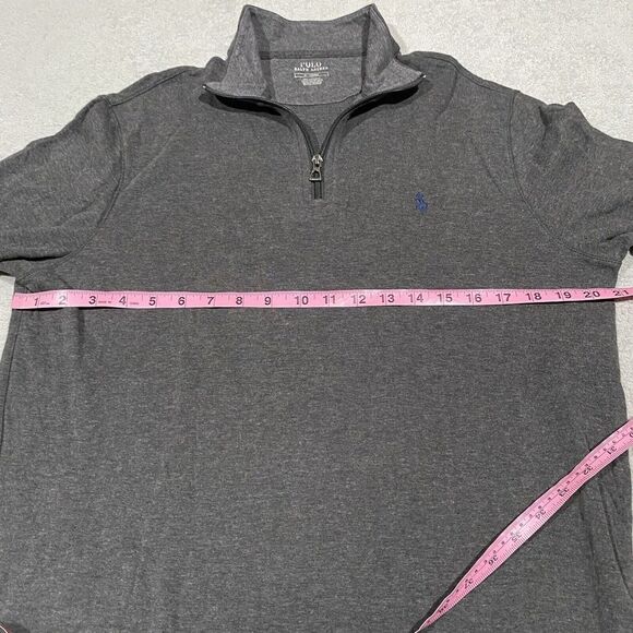 Polo Ralph Lauren Sweater Mens M Gray 1/4 Zip Cotton Preppy Classic - Picture 4 of 6